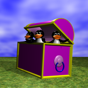 penguins  in treasure chest
